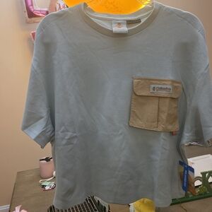 Columbia Light Blue Tee with Tan Pocket